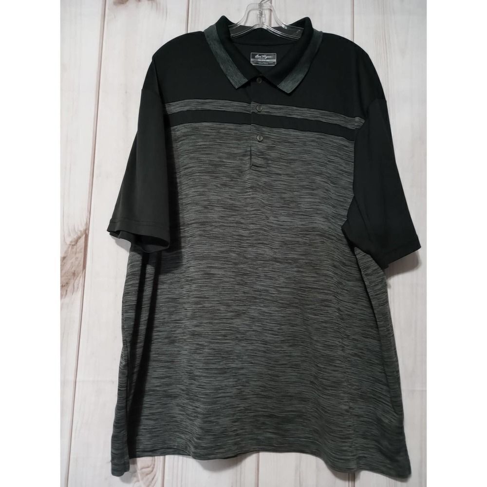 Ben Hogan Performance Mens 3XL Polo Shirt Black Grey Space Dye Golf Short Sleeve